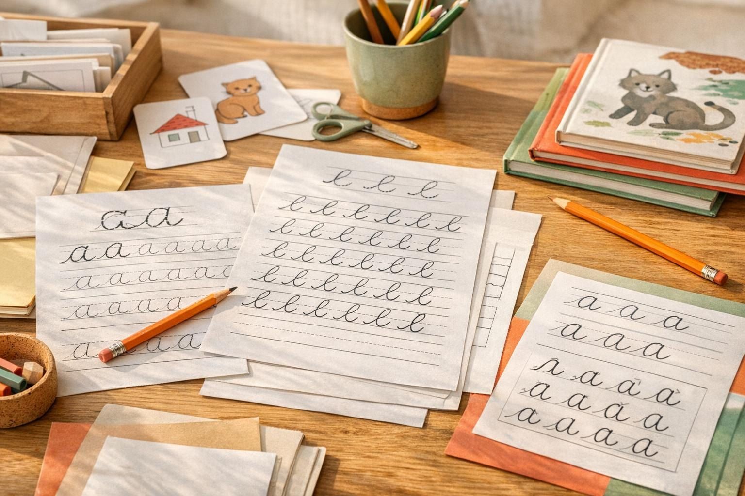Les fiches d’écriture cursive aident à guider le geste
